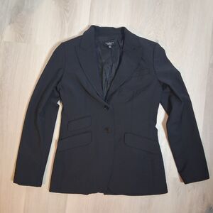 Talbots Womens Size 6 Black 2 Button Blazer Career Office Suit Jacket Flap